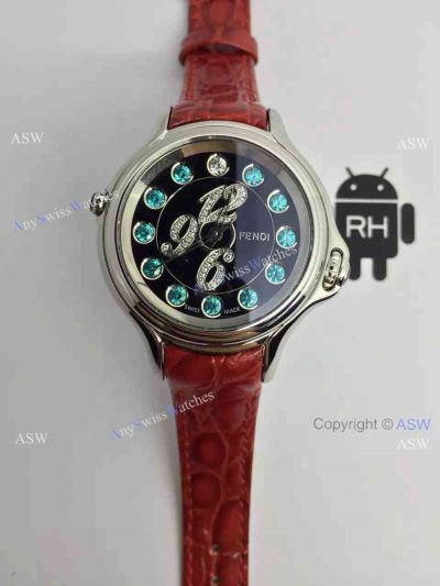 Replica Swiss Fendi Watch Colored diamonds Black Dial